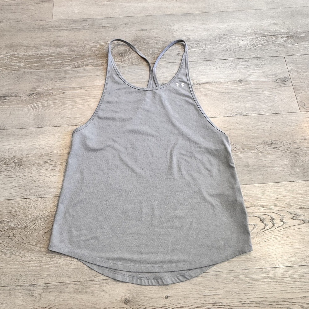 Under Armour Tank Top Medium M Gray HG Armour Training Shirt Heatgear
